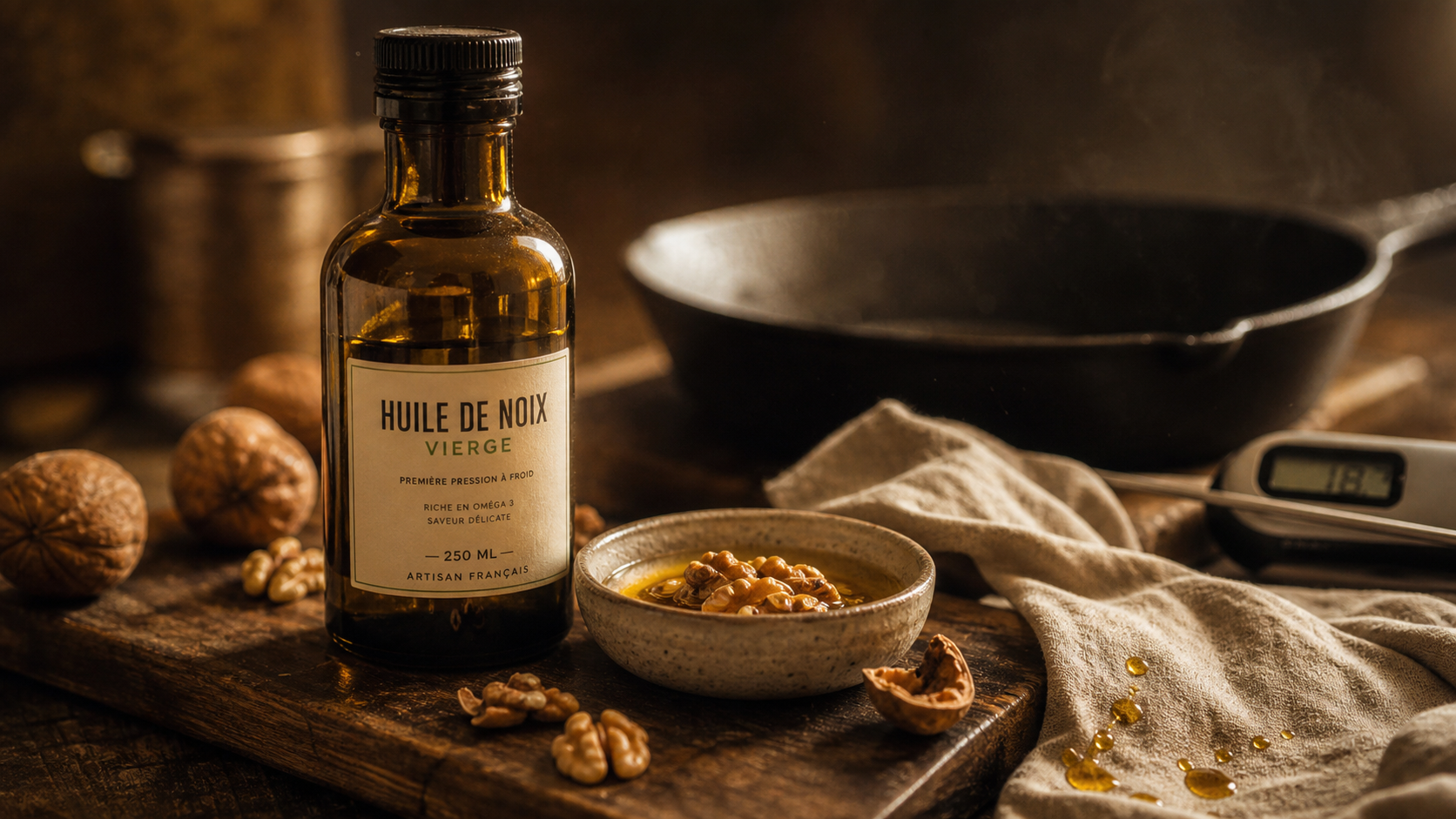 Huile de noix cuisson à 140°C : bienfaits préservés