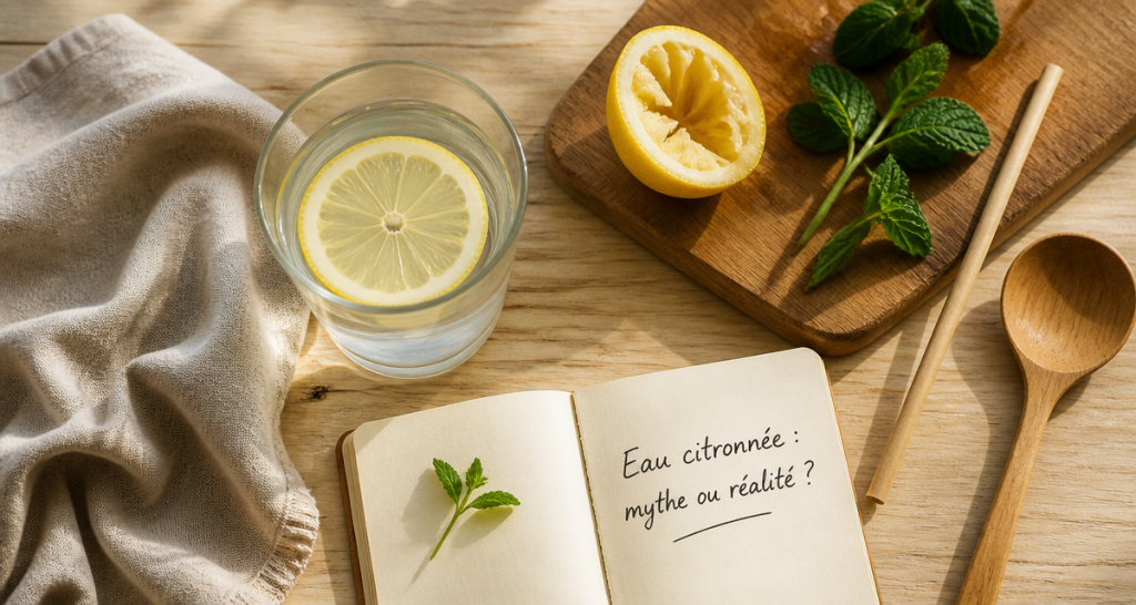 verre de jus de citron matin a jeun sur table
