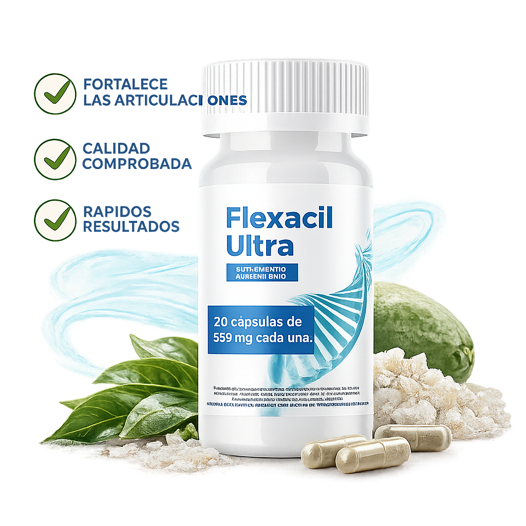 Frasco oficial de Flexacil Ultra para los dolores articulares en Chile.
