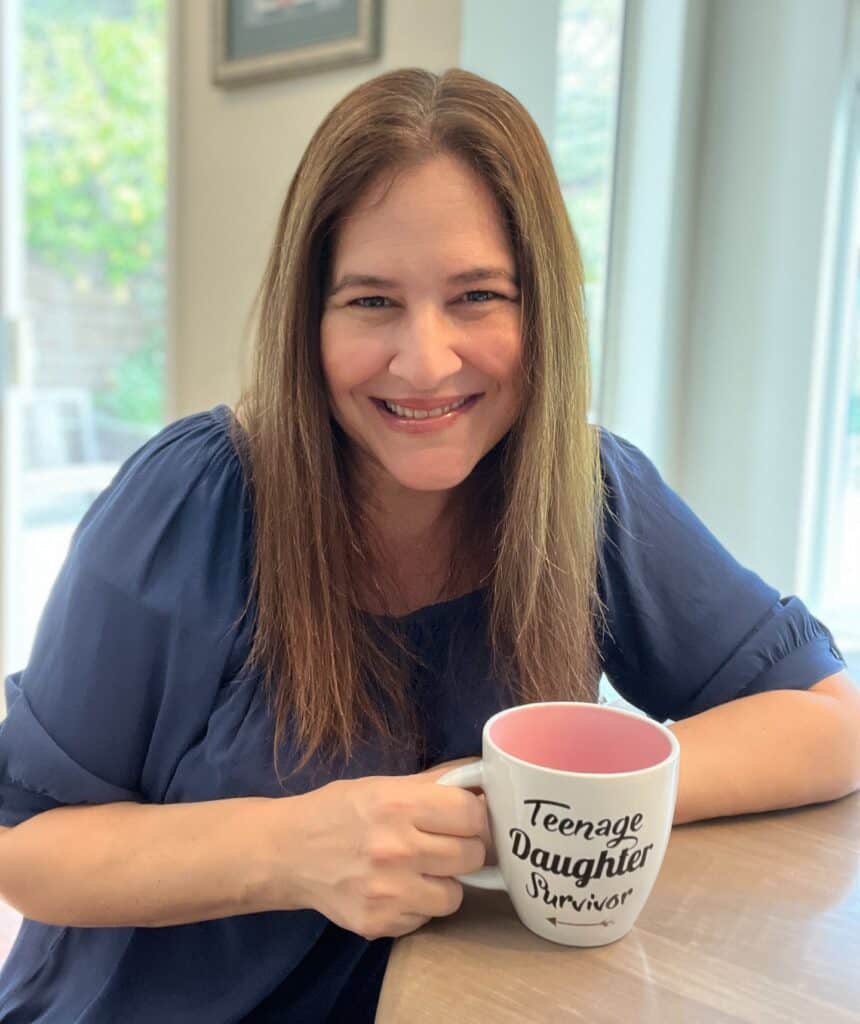 Janell with teenage daughter survivor mug