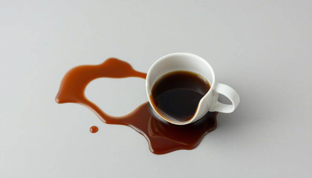 Spilled coffee on a table as an example of natural consequences.