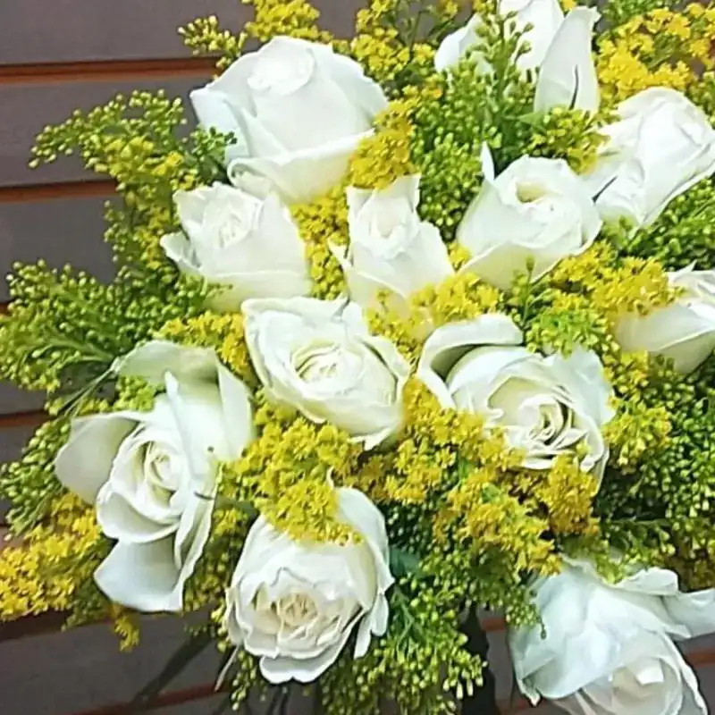 Buquê 12 Rosas Brancas Extra