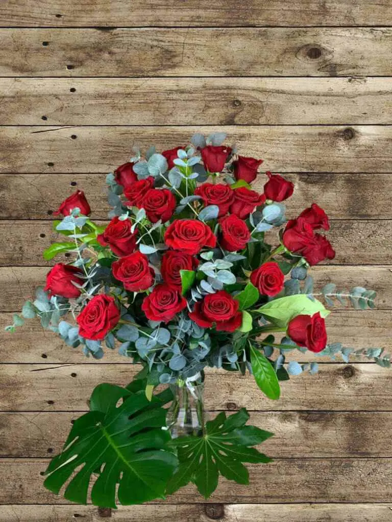 Ramo fúnebre de rosas rojas