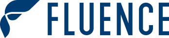 Fluence logo with blue wing, leading in commercial cannabis LED grow lights.