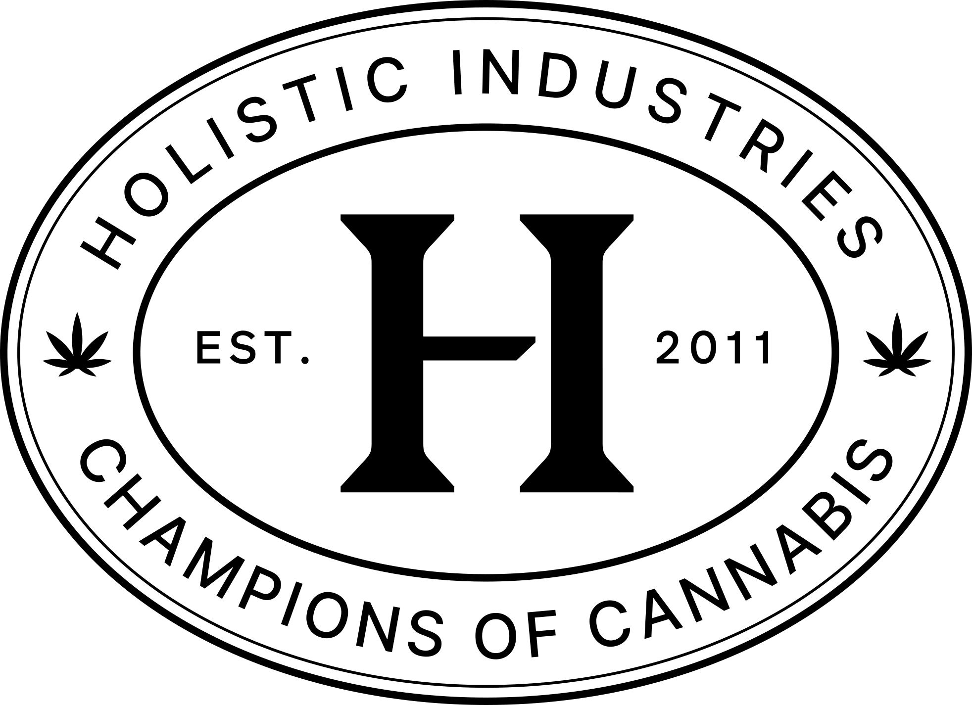 Holistic Industries logo—"H", cannabis leaves, "Est. 2011", for cannabis lighting tech.