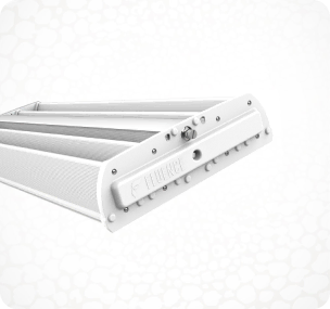 Close-up of RAPTR Series LED grow light for commercial cannabis cultivation.