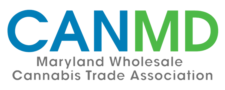 CANMD logo, cannabis trade group, colors blue/green; supports cannabis lighting tech.