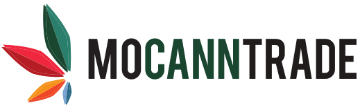 Logo with red and green leaves, MOCANNTRADE text, cannabis grow lighting.