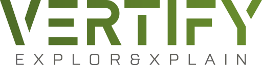 Logo with "VERTIFY" in green, symbolizing cannabis lighting technology leadership. Logo: "VERTIFY" in green above "EXPLORE & EXPLAIN," for cannabis grow light science. "VERTIFY" logo highlights LED grow lights for commercial cannabis cultivation.
