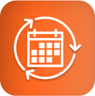 Calendar icon with repeat arrows, symbolizing scheduled LED grow lights for cannabis.
