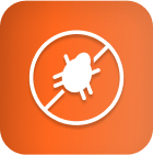 White bug icon with a prohibition sign, symbolizing LED grow lights for cannabis.