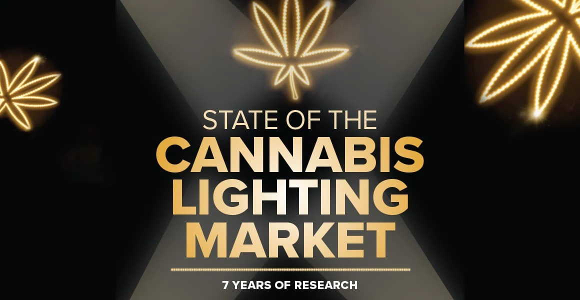 State of the Cannabis Lighting Market," cannabis leaf, LED grow lights.