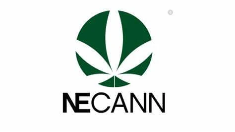 Green logo with cannabis leaf and "NECANN", symbolizing cannabis grow lighting tech.
