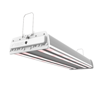 Commercial LED grow light fixture for cannabis cultivation with linear strips.