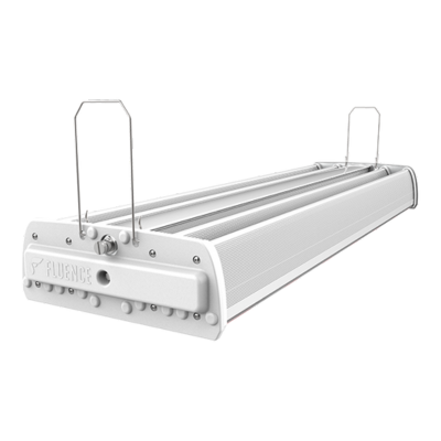 Commercial LED grow light fixture for cannabis cultivation, angled view.