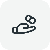 Icon of hand holding coins, symbolizing payment for cannabis grow lights technology.