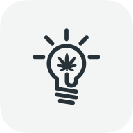 Icon of LED cannabis grow light bulb, symbolizing modern cannabis lighting technology.