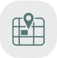 Icon of a map with pin, symbolizing locations for cannabis LED grow lights.