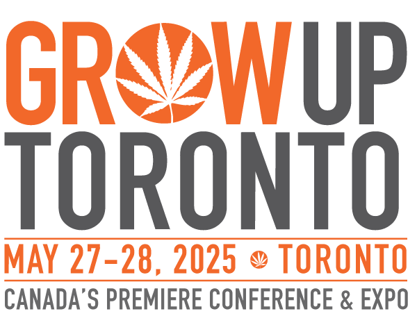Grow Up Toronto logo with cannabis leaf; event for commercial cannabis lighting.