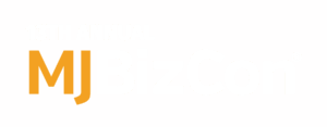 MJBizCon 13th Annual logo featuring bold orange "MJ" and white "BizCon," ideal for cannabis lighting technology and grow lights.