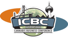 International Cannabis Business Conference logo with ICBC, globe, and cannabis grow lights.