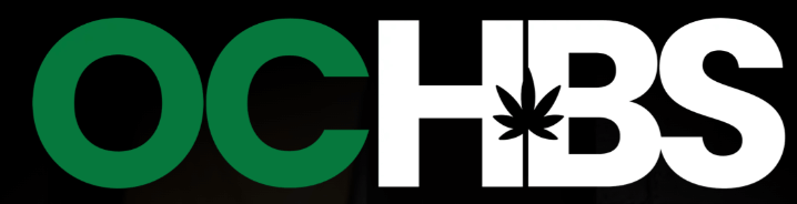 OCHBS" logo in bold text, with a cannabis leaf in the "B," for cannabis lighting tech.