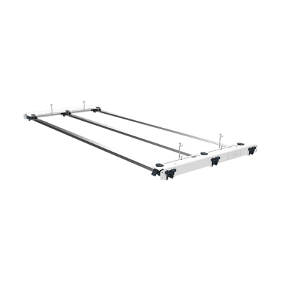 Rectangular LED grow light frame for commercial cannabis cultivation, angled view.