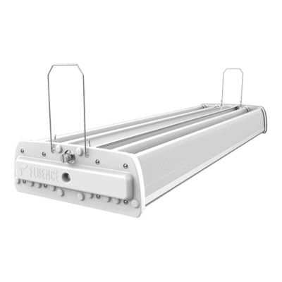 Commercial LED grow light fixture for cannabis cultivation, angled view.