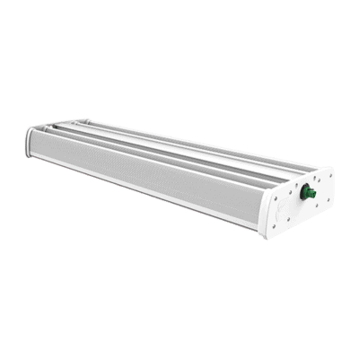 Slim LED grow light for cannabis, with green knob, for commercial cultivation.