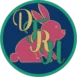Logo for Down The Rabbit Hole Gifts & Decor featuring a pink rabbit and whimsical design.