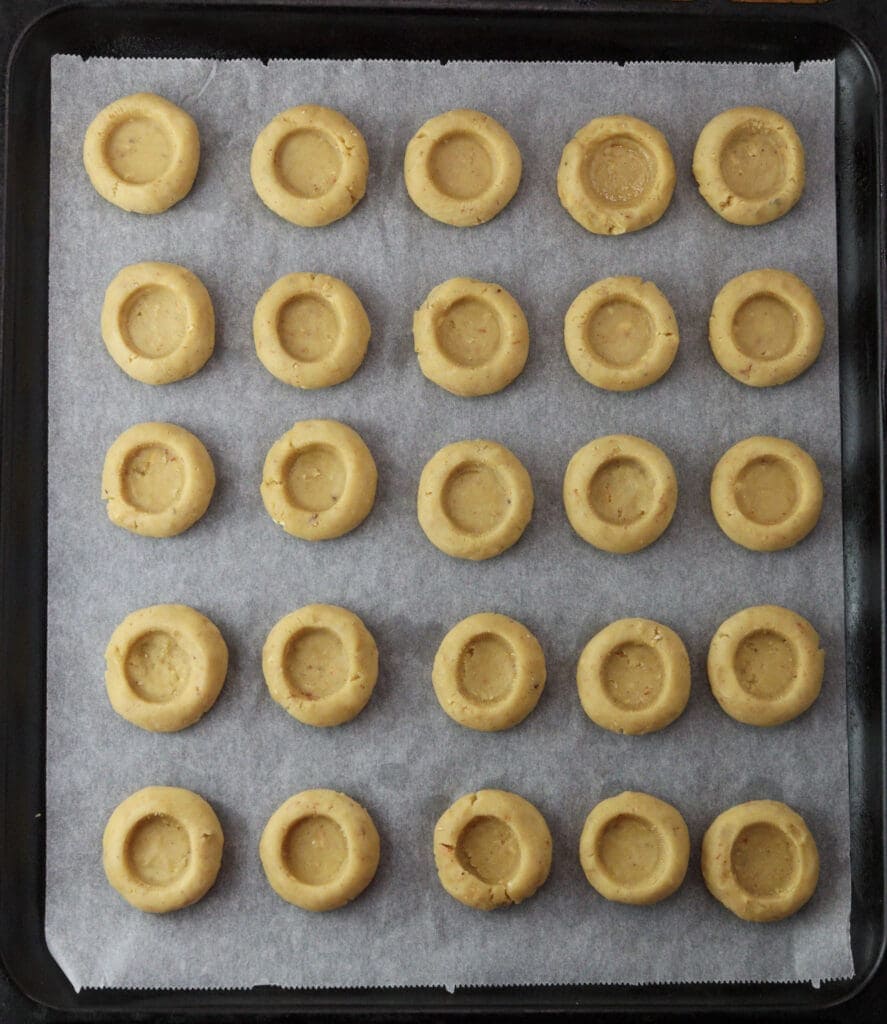 Lemon baobab cookies before baking placed on a baking sheet