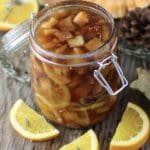 An open jar of preserved chicken of the woods mushroom dessert