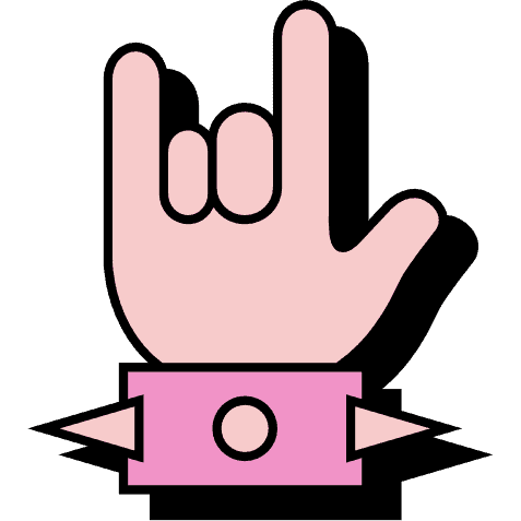 Silent disco hand sign with headphones, party vibe, music event.