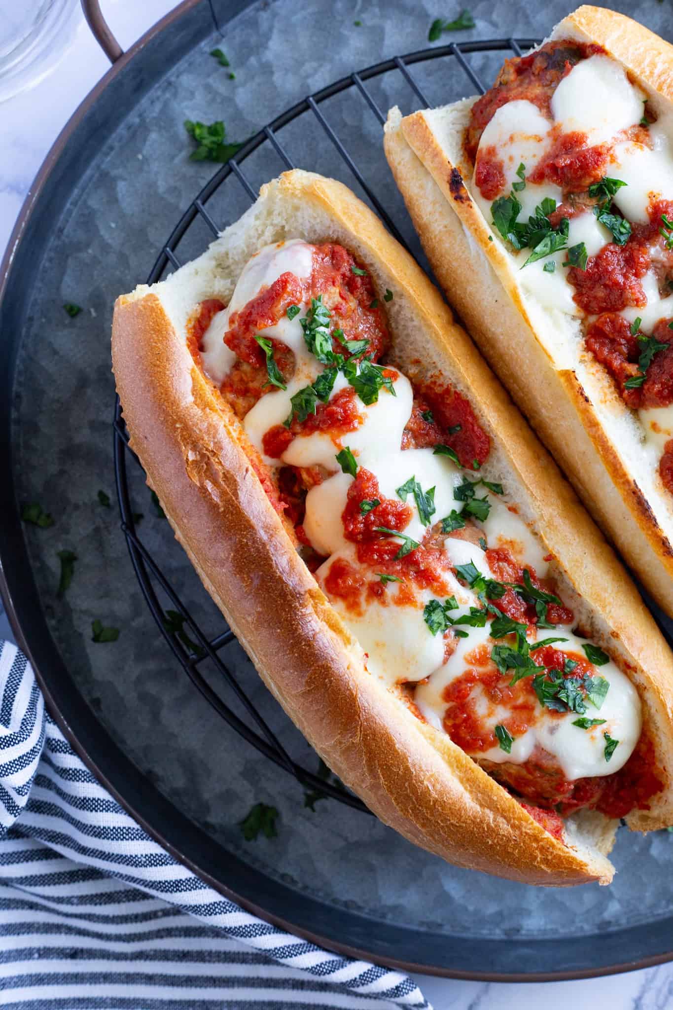 A melty meatball Parm hero.