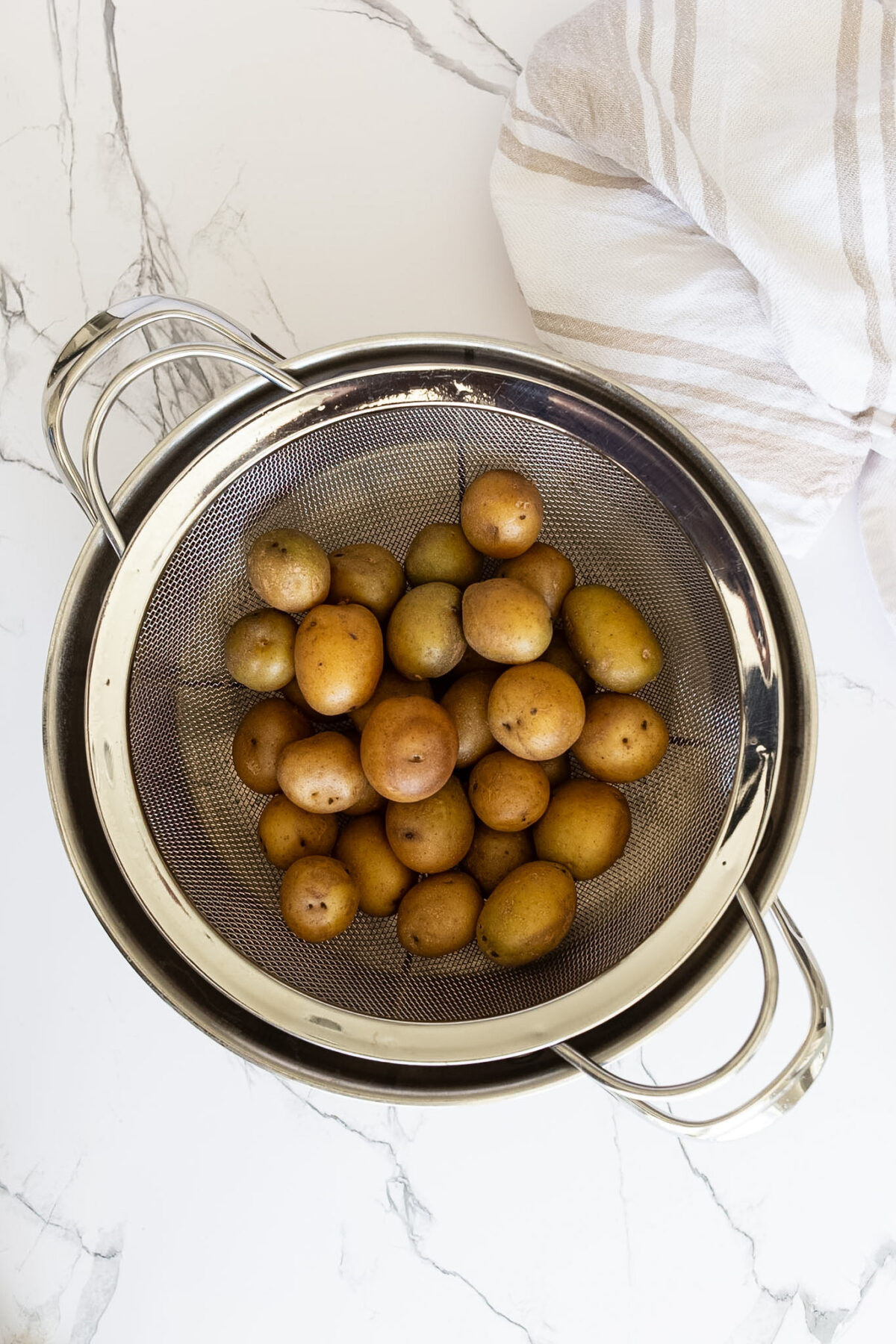 Boiled yellow potatoes.