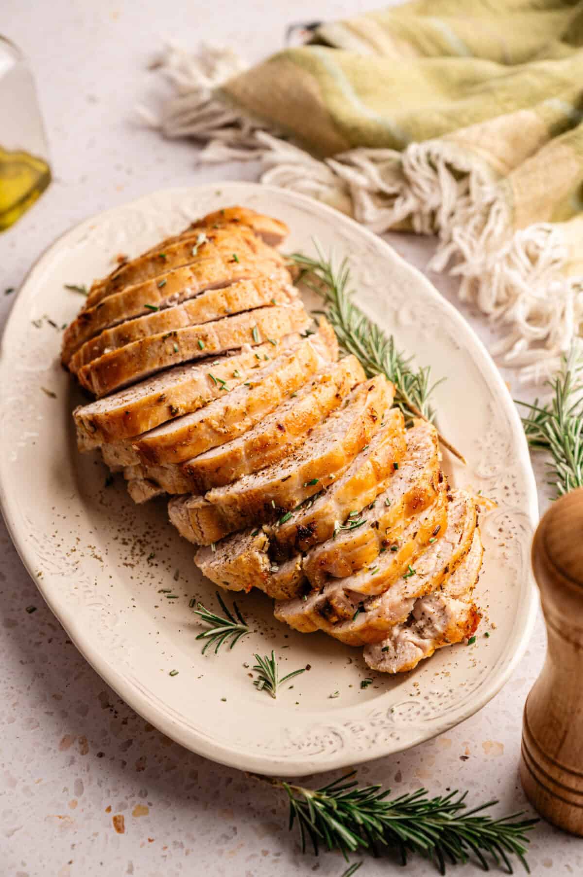 A cooked boneless Butterball turkey breast recipe.