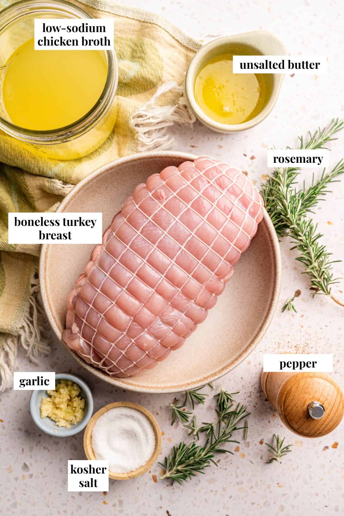 Ingredient images for a boneless turkey breast recipe.