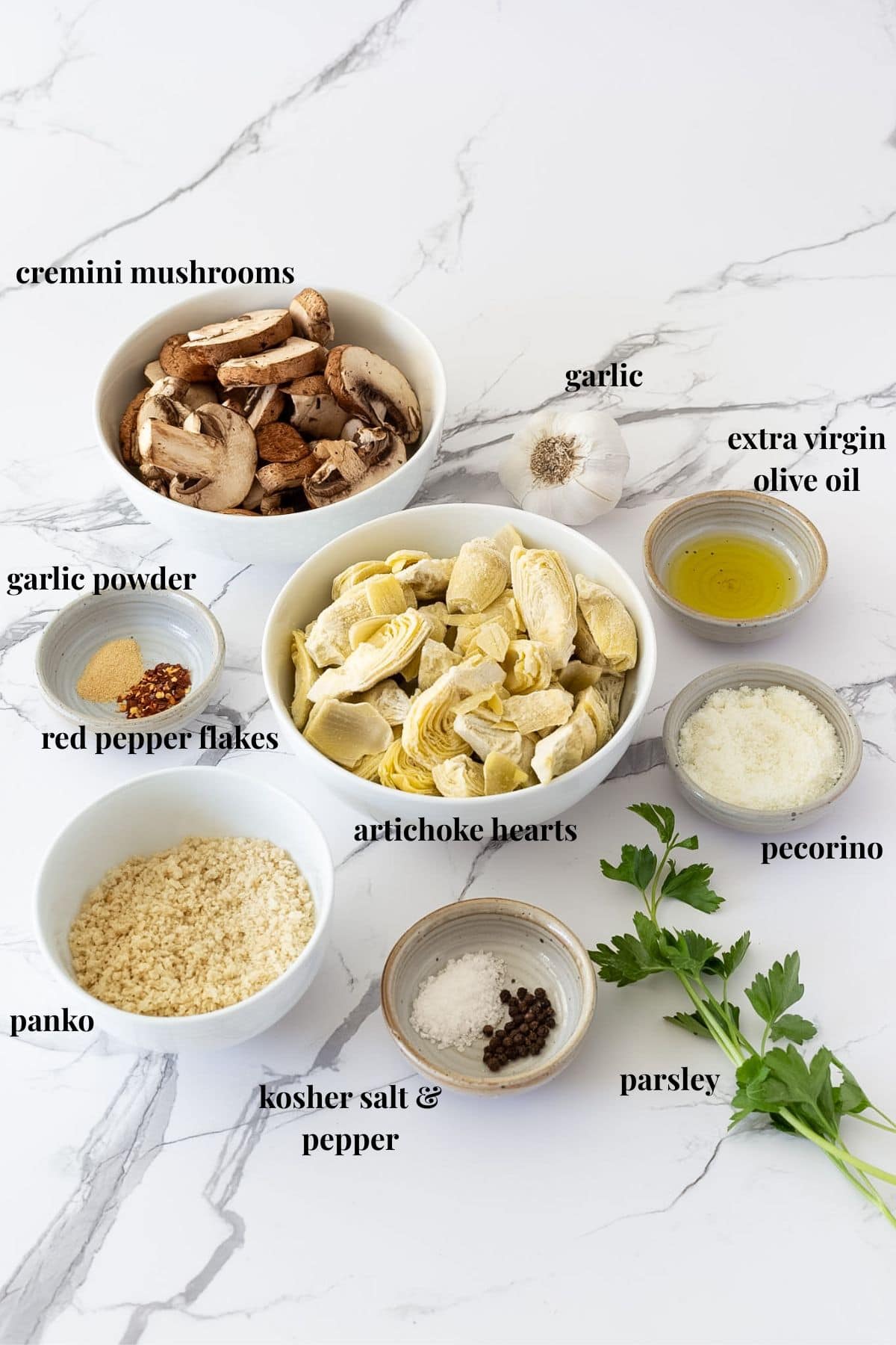 Ingredient images for sauteed artichoke hearts.