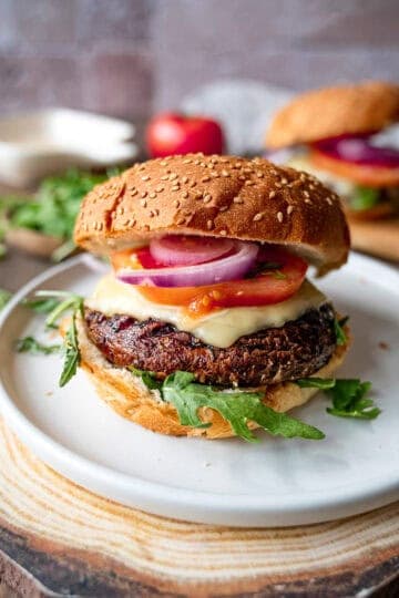 A marinated portobello mushroom burger.