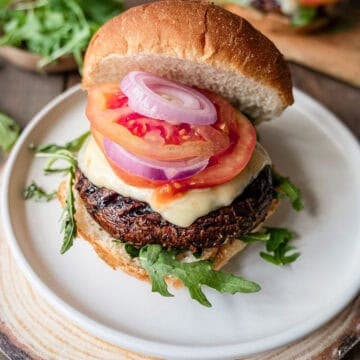 A marinated portobello mushroom burger.
