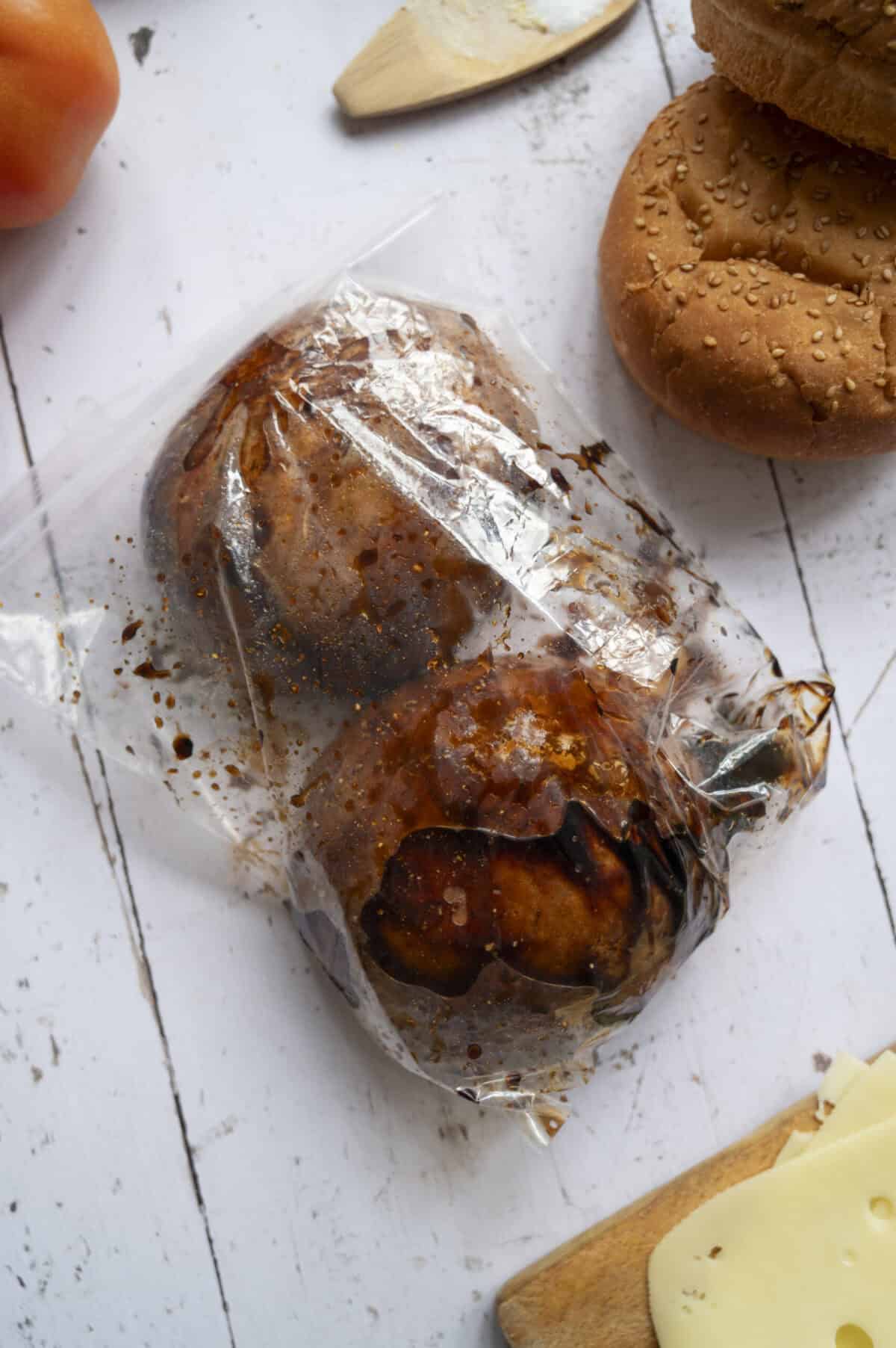 Marinated portobello burgers.