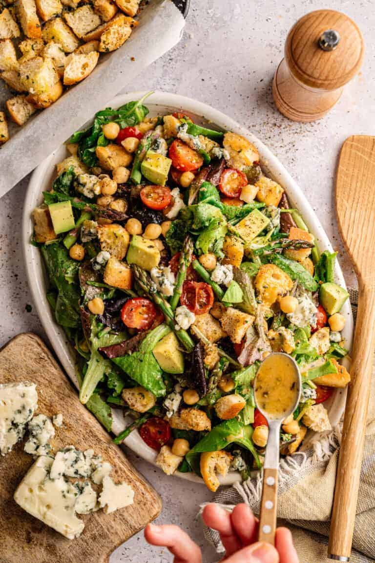 A big platter of blue cheese salad.
