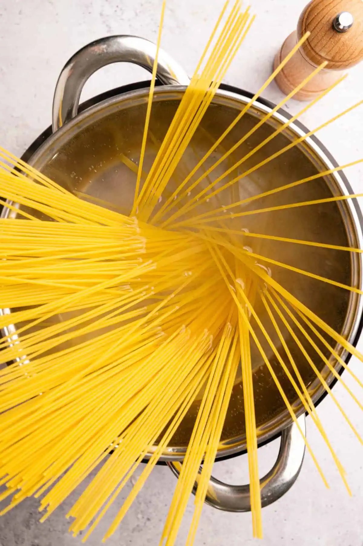 A pot of boiling pasta.