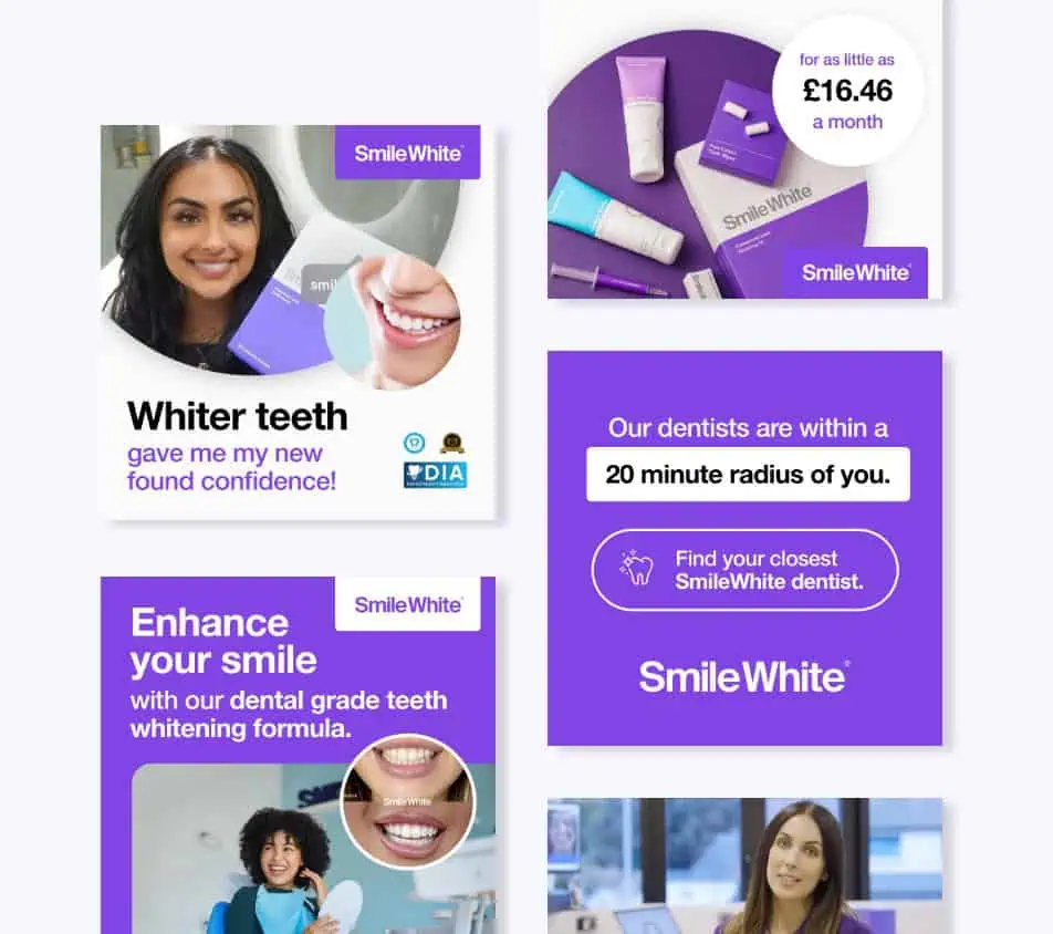 SmileWhite paid social campaign refresh by Fore Studio
