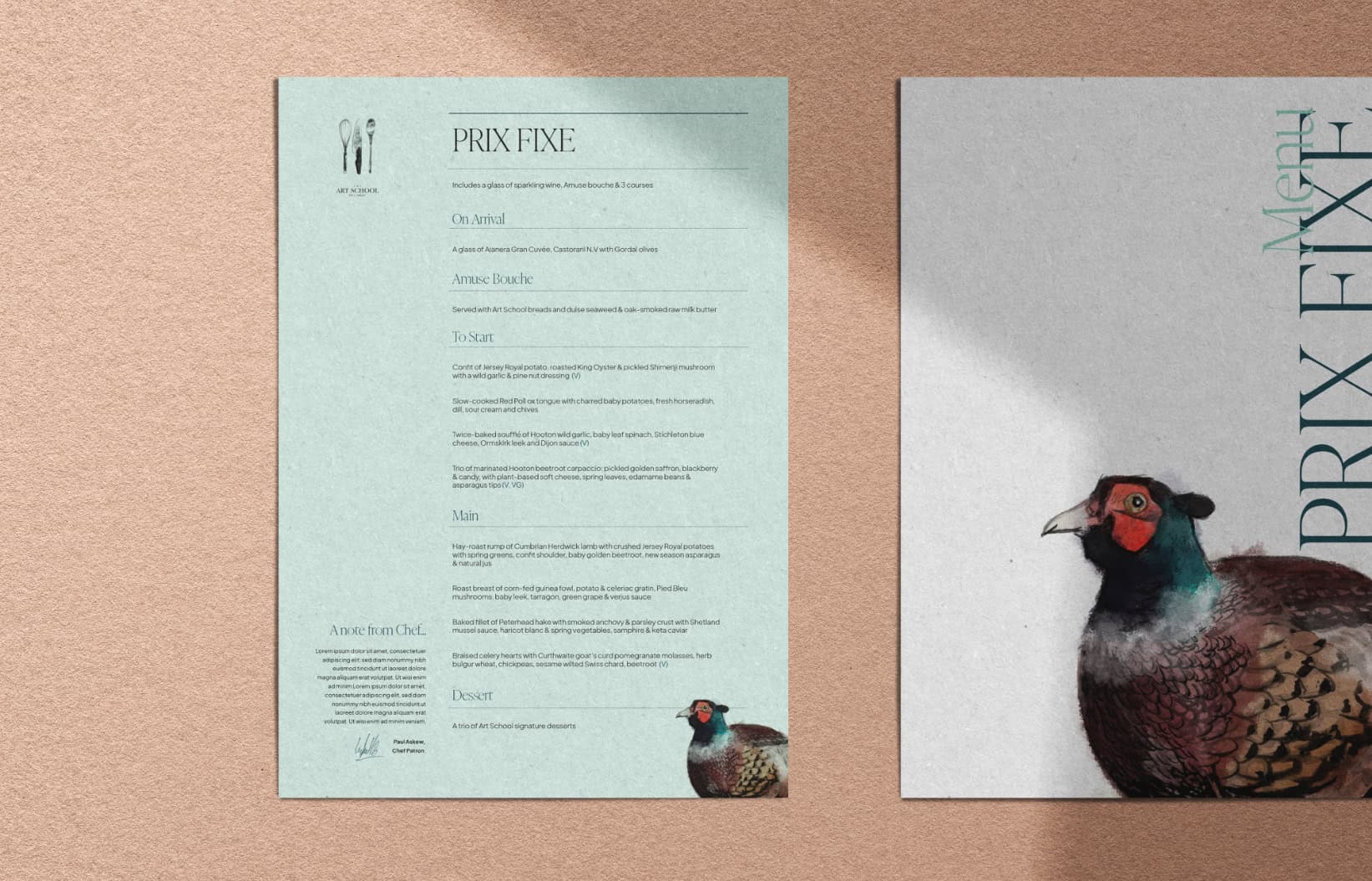 Luxury hospitality creative for The Art School Restaurant Liverpool