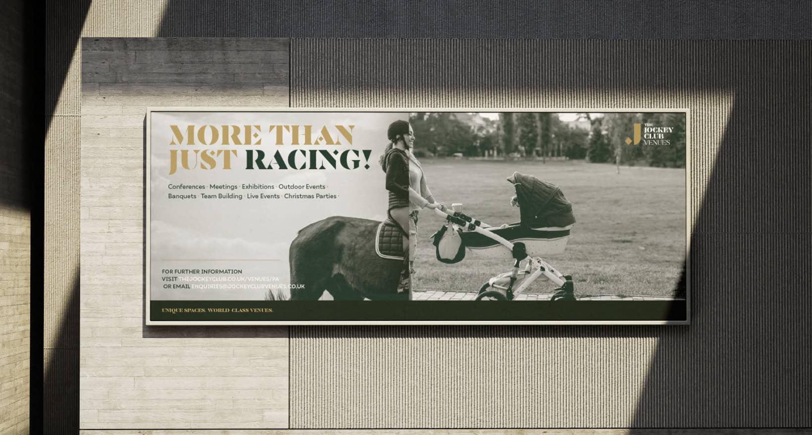 Hospitality event branding and marketing materials for The Jockey Club