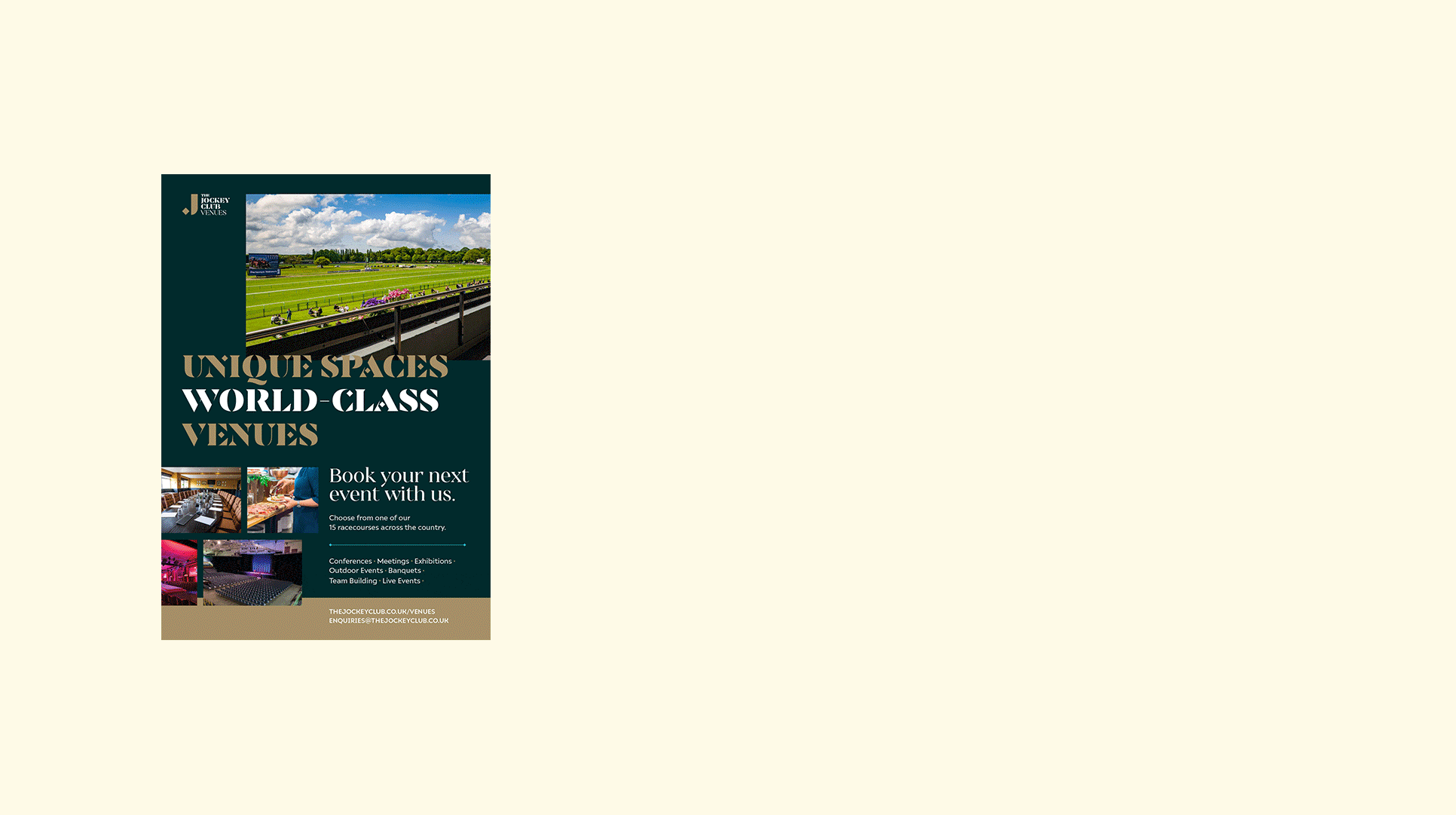Hospitality campaign creative for The Jockey Club by Fore Studio