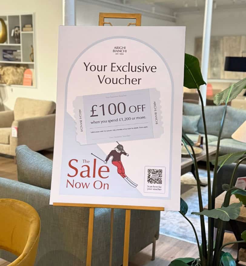 Arighi Bianchi creative campaign point of sale for luxury interiors retailer