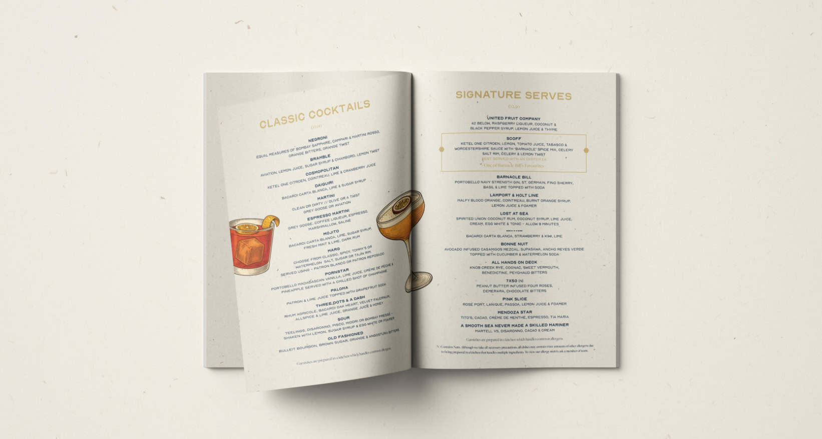 Barnacle Liverpool restaurant menu and print design