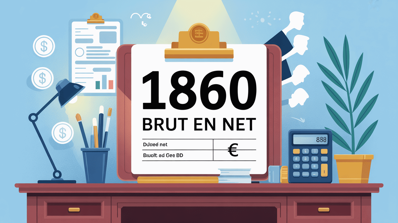 Illustration moderne de la conversion 1860 brut en net